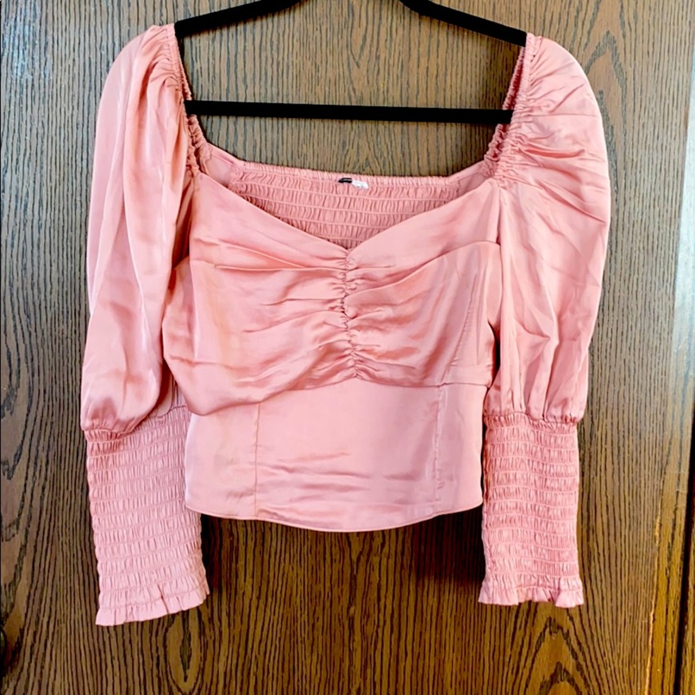 H&M Pink Crop Puff sleeve top
